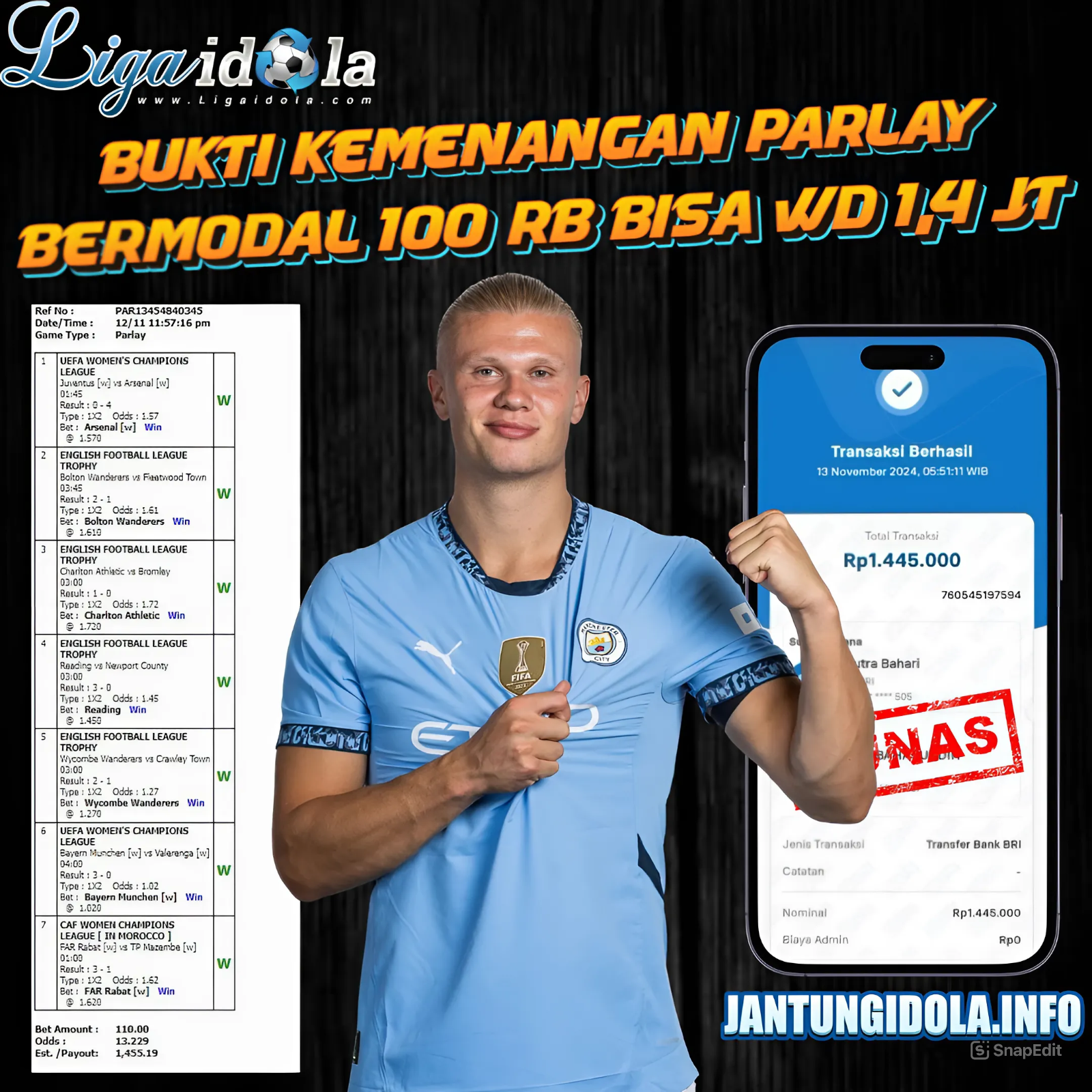 INFO KEMENANGAN PARLAY 13 NOVEMBER 2024