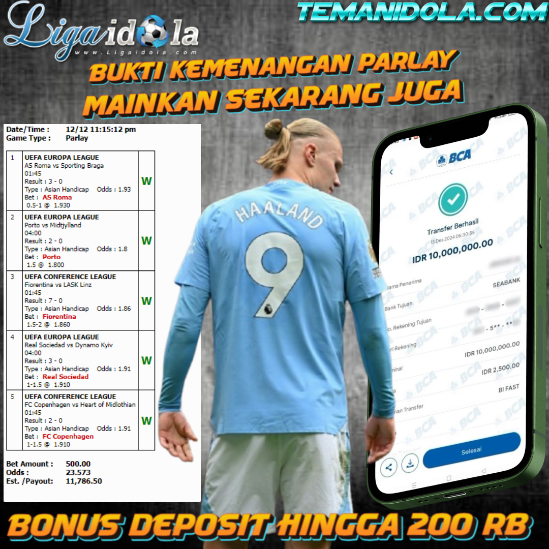 INFO KEMENANGAN PARLAY 13 DESEMBER 2024